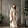 Mahin Embroidered Chiffon Modest Long Maxi Dress - Cafe/Black