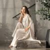 Mahin Embroidered Chiffon Modest Long Maxi Dress - Cafe/Black