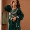 Mahin Embroidered Chiffon Modest Long Maxi Dress - Pearl/Black