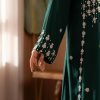 Mahin Embroidered Chiffon Modest Long Maxi Dress - Pearl/Black
