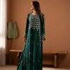 Mahin Embroidered Chiffon Modest Long Maxi Dress - Pearl/Black