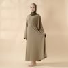 Moon Embroidery Open Abaya with Hijab 2-Piece Set