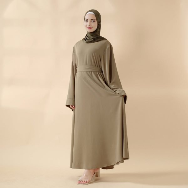Moon Embroidery Open Abaya with Hijab 2-Piece Set