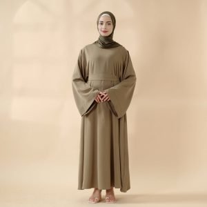 Moon Embroidery Open Abaya with Hijab 2-Piece Set