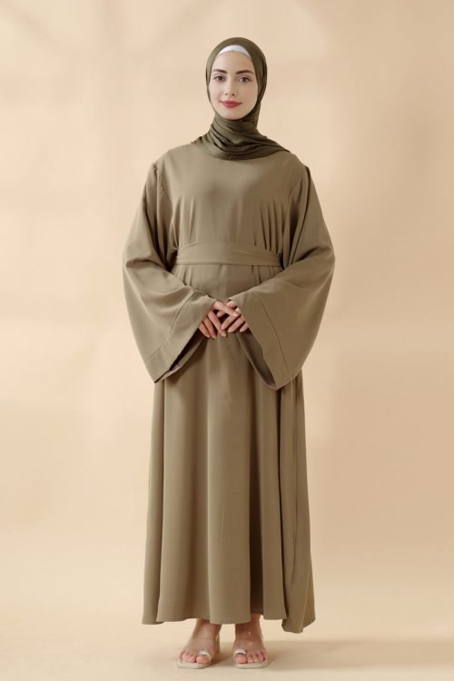Moon Embroidery Open Abaya with Hijab 2-Piece Set