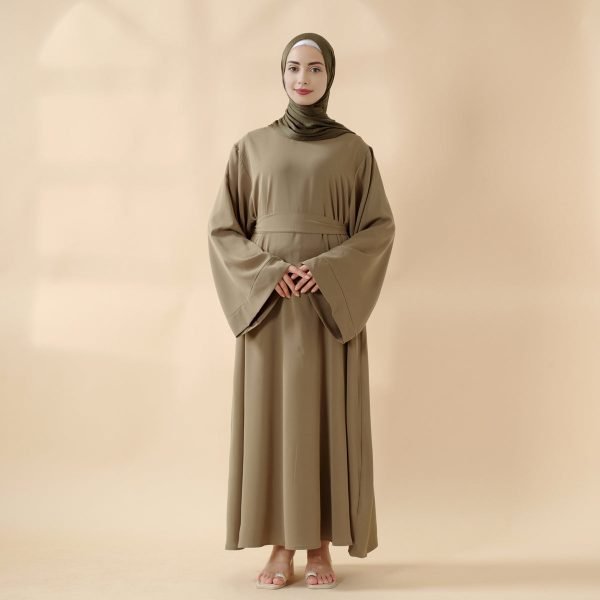 Moon Embroidery Open Abaya with Hijab 2-Piece Set