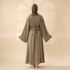 Moon Embroidery Open Abaya with Hijab 2-Piece Set