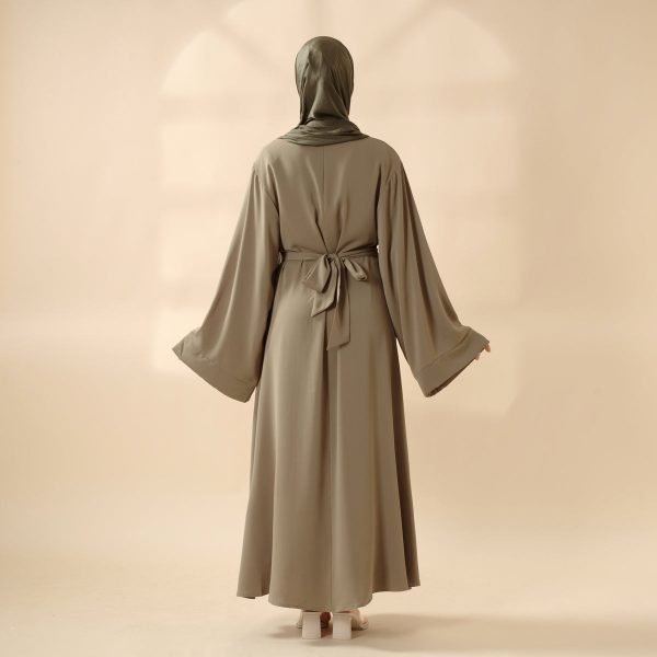 Moon Embroidery Open Abaya with Hijab 2-Piece Set