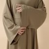 Moon Embroidery Open Abaya with Hijab 2-Piece Set